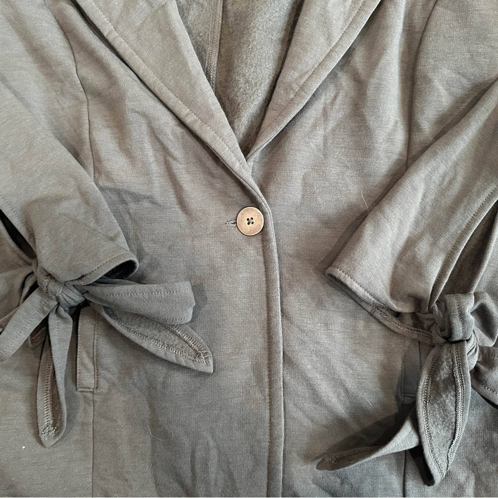 Caslon Olive Green Knit Blazer Tie Sleeve Jacket Size S - Picture 7 of 8